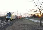 ES 64 U2 070 and sunrising at Neu-Ulm Pfuhl, March 1st, 2010.