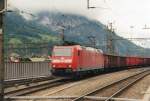 Just before the rain starts to fall on 26 May 2007, DB 105 117 enters Erstfeld. 