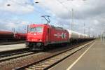 HGK 185 631 with tank train paid a short visit to Grosskorbetha on 10 April 2014.