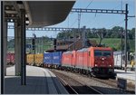 A Crossrail Cargo train with two 185 in Spiez on the way to the South.
08.08.2016