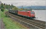 The DB 185 091-6 with his  Novelis -Cargo Train on the way from Sierre to Göttingen by Villeneuve    30.09.2022    