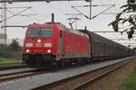 On a grey 24 September 2014, block train with 185 324 from Malmö takes a break at Padborg before continuing through Hamburg-Maschen yard.