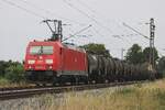 On 16 July 2026 DBC 185 309 hauls a sulphuric acid train between Buldern and D�lmen.