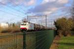 Surprise: on 10 January 2014 RurTalBahn 186 240 with extra tank train passes Wijchen.