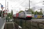 Rurtalbahn 186 107 enters Emmerich on 14 April 2014.

