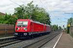 On 31 May 2019 DB 187 191 hauls a Class 185 through Bad Krozingen.