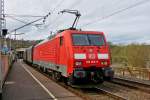 . 189 002-9 is hauling a goods train through the station of Betzdorf/Sieg on March 22nd, 2014.