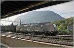 The  Novelils  Re 474  Göttingen  (UIC 91 80 6189 990-5 D-Dispo Class 189-VE) in Sierre. 
31.07.2017