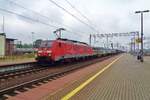 DB 189 013 hauls slowly a freight through Rzepin on 3 May 2018. 