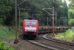 Empty Sitfa automotive train headed by 189 086 heads on through Venlo Bovenste Molen toward Dillingen (Saar) on 27 August 2020.