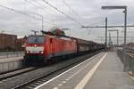 On a grey 26 November 2020 some experimenting was done at Blerick with slow riding DBC 189 053 with a paper train.