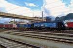 One of seven TX Logistics trains arriving at Kufstein for changes in crew and addition of banking locos on Friday 18 May 2018 was hauled by 189 281 still carrying advertisement stickers for