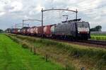 MRCE 189 285 hauls an intermodal service through Hulten on 7 July 2021.