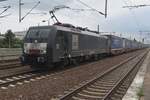 LTE Polska 189 802 hauls an intermodal service througbh Berlin-Schönefeld on a grey 23 May 2023.