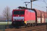 DBC 189 051 hauls an Amsterdam bound coal train through Hulten on 19 January 2024.