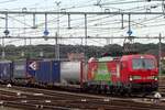 DB Cargo 193 357 advertises for environment friendly freight traffic at Venlo on 27 August 2020.