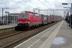 DBC 193 339 hauls a container traibn throguh Tilburg-Reeshof on 24 January 2021.