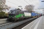 RFO 193 734 hauls a Katy intermodal train through Arnhem-Velperpoort on 13 November 2021.