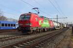 DBC 189 300 speeds through Blerick hauling an intermodal train on 15 February 2023.