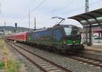 DB mercenary 193 721 enters Ulm Hbf with the fastest regional train in Germany on 15 September 2023.