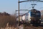 On 19 January 2024 BoxXpress 193 836 hauls an intermodal train through Hulten.