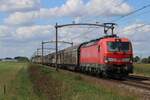DB Cargo 193 325 hauls a box train through Hulten on 21 August 2025.