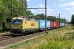 Brand new loc for Medway Belgium 7193 005 named 'Anke' with a container train from Germany to the port of Antwerp. Siemens Vectron MS build in 2026 with construction N� 24189. Line 27A at Antwerp Airport. 01-08-2026