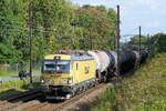 The Medway Belgium 7193 005  Anke  on rout to the port of Antwerp with a tank train. Siemens Vectron MS build in 2026 with construction N� 24189. Line 27A at Antwerp Airport. 18-09-2026