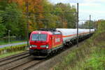 The Train Charter 9193 042 with a gas tank train to the port of Antwerp. Siemens Vectron MS build in 2025 with construction N� 23694. Line 27A at Antwerp Airport. 27-10-2026