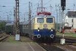 E 10 1239 enters Trier Hbf on 29 April 2018 with a museum electric train from Wittlich during the Dampfspektakel Rheinland-Pfälz 2018.