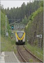 The DB 1440 676 is leaving the Seebrugg Station in the Black Forest. Thies train is on the way to Freiburg im Breisgau. 

21.06.2023