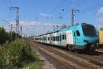 On 26 April 2025 Keolis/EuroBahn ET4-02 quits Salzbergen with a stopping train to Hengelo (NL) via Bad Bentheim.
