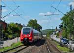 442 208 is entering into the station of Oberbillig on its way from Perl to Wittlich on August 10th, 2012. 