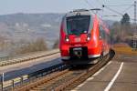 . 442 704 is running on the nice Obermoselstrecke in Oberbillig on March 7th, 2014.