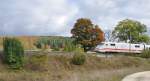 ICE 1 No 401 058-3 and fall colours at Swabian Alb near to Urspring, October 14th, 2009.