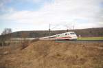 401 054-2 (in front) ICE 1 at Swabian Alb between Urspring and Amstetten, November 21st, 2009.