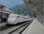 A ICE from Berlin is arriving at the station of Interlaken West on July 29th, 2008. 