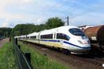 ICE 406 001 passes Venlo Vierpaardjes on 28 May 2021.