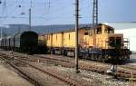 715 006-3 with grinding train at Amstetten, August 21st, 1982.