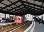 . A train of the Hamburger Hochbahn is arriving at the stop Baumwall in Hamberg on September 21st, 2013.