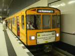 First train on the U55. It's an modernized F79 train. 2009-08-08, Berlin Hauptbahnhof