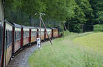 Steam locomotive with train on the Mecklenburgische Bäderbahn between Kühlungsborn and Heiligendamm.