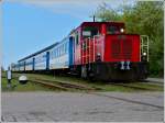 The Schöma Diesel engine 399 108-0 is waiting for passengers in the station of Wangerooge on May 7th, 2012.