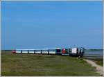 A train of the Wangerooger Inselbahn taken on its way from the harbour to the village of Wangerooge on May 7th, 2012.