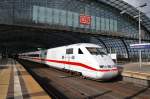 Here 401 510-3  Gelsenkirchen  as ICE599 from Berlin Ostbahnhof to Munich main station. Berlin main station, 25.2.2012.