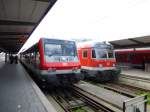 These two trains are standing in Munich main station on May 23th 2013.