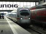 An ICE is arriving in Munich main station on May 23rd 2013.