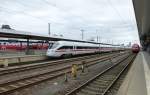 The ICE  Torgau  and 111 055-0 are standing in Nuremberg main station, June 23th 2013.