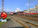 View of the main station of Siegen from the Sdwestflische Railroad Museum on 09.04.2010.