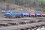 Unipetrol Doprava 136 (753 716) is set in front of a train that has been brought in by Captrain an hour before, Bad Schandau on 10 April 2014.